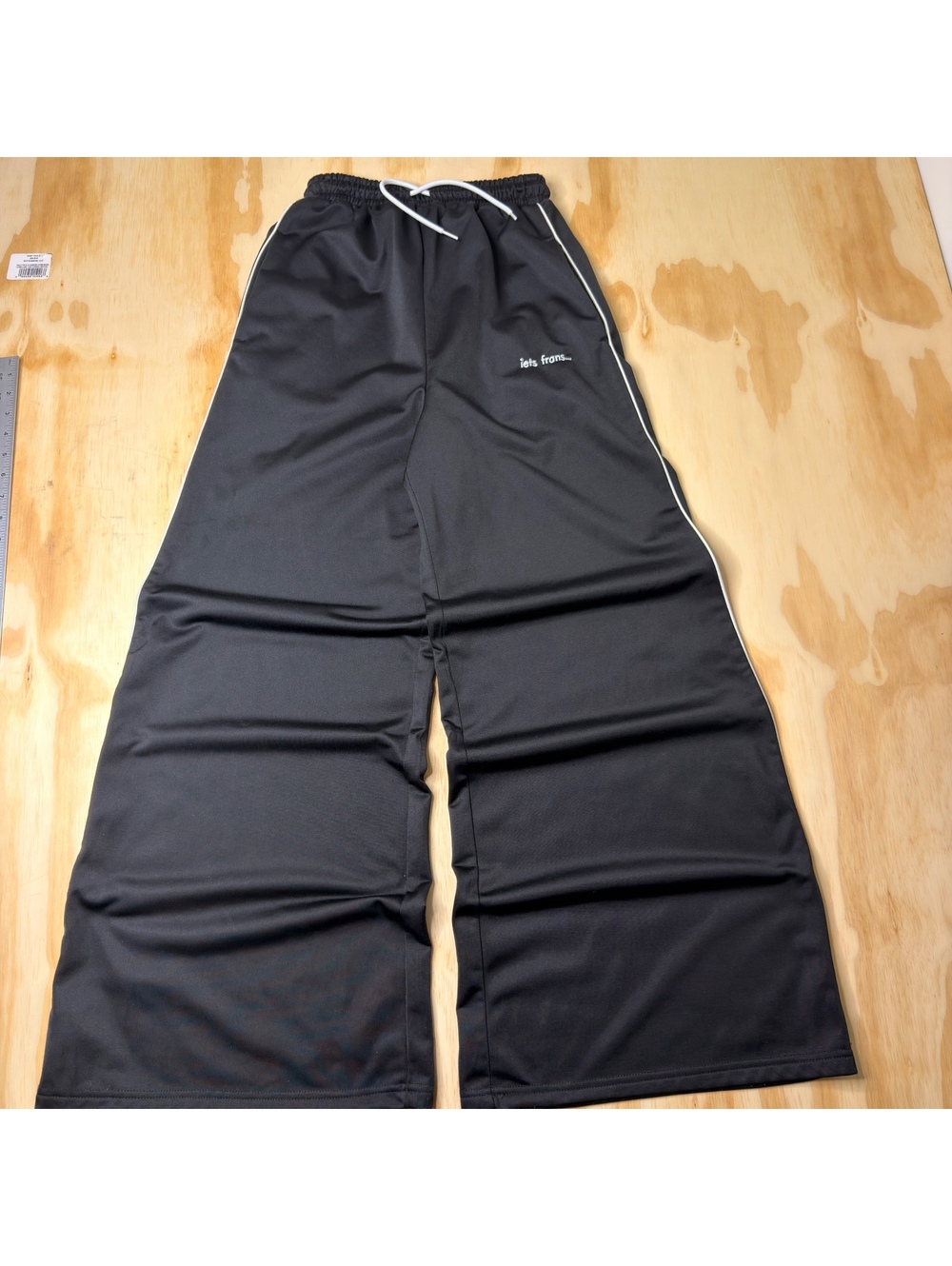 iets frans Black Wide Leg Baggy Drawstring Sweatpants Size S